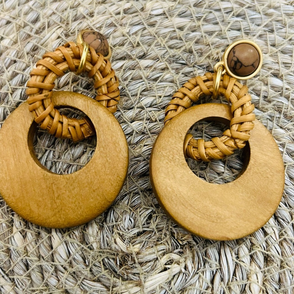 Elegant Pierced Wooden Hoop Earrings